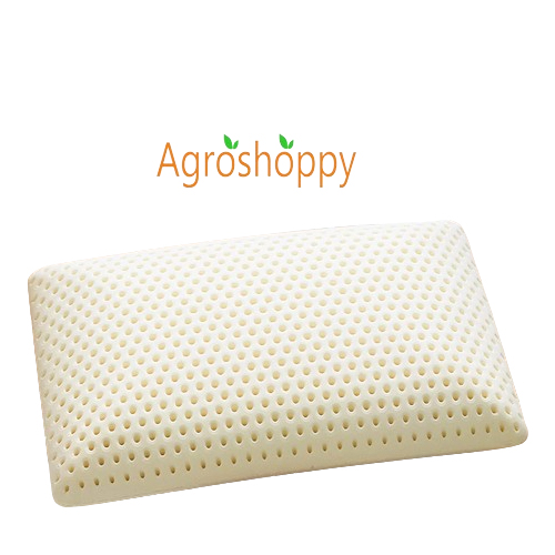 Agroshoppy 100% Natural Latex Pillow for Side and Stomach Sleepers - 24x16 Inches with Pillow Cover